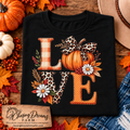 Fall LOVE Pumpkin & Leopard Print T-Shirt