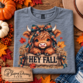 Hey Fall Highland Cow Graphic T-Shirt