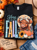 Hay Fall Highland Cow Graphic T-Shirt